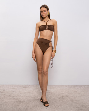 Magda Butrym Коричневі трусики від купальника з драпіруванням SWIMBOTTOM01616426