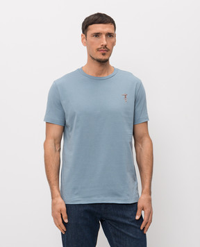 Trussardi Голубая футболка с принтом эмблемы G0568000127NMTS14J02