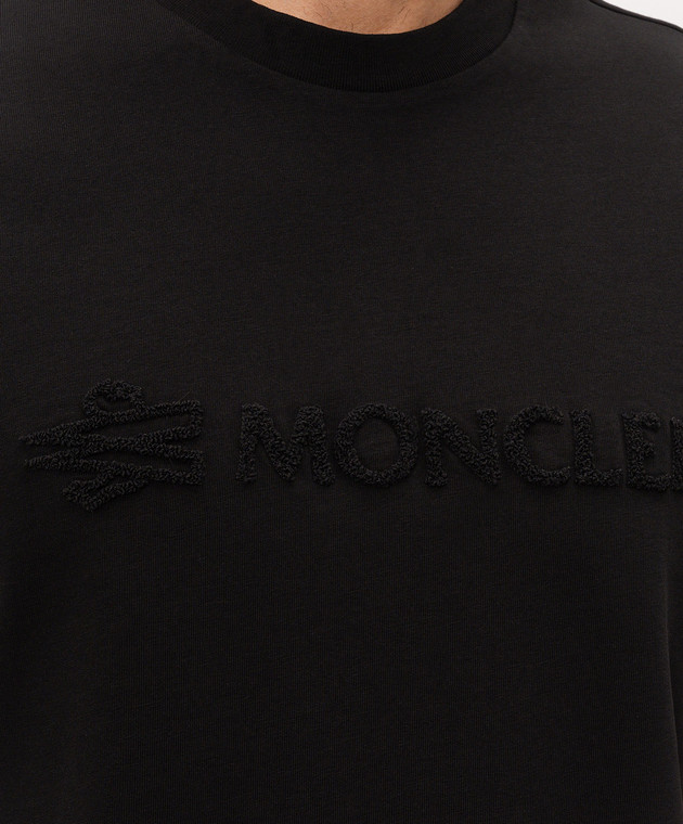 Moncler Чорна футболка з фактурним логотипом L20918C0001189AUG зображення 5