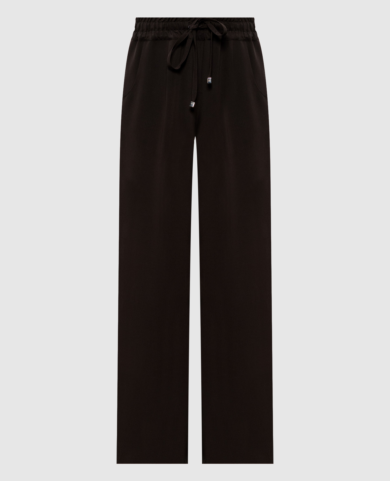 

Коричневые брюки с шелком, Коричневый, Прямые брюки