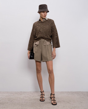 Brunello Cucinelli Коричневі шорти з льоном MH126P8955