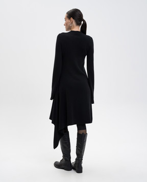 Ann Demeulemeester Черное асимметричное платье Serafino из шерсти B0013527KN073
