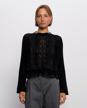 Ermanno Scervino Черный свитер из кашемира с кружевом D495M301APHYI
