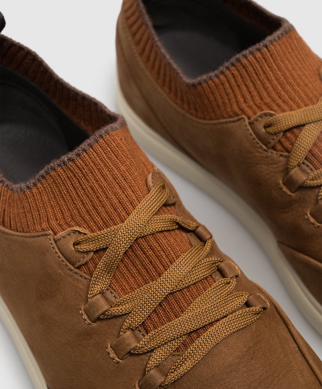 Lanciotti De Verzi Кроссовки из нубука коричневого цвета SNEAKERS изображение 5