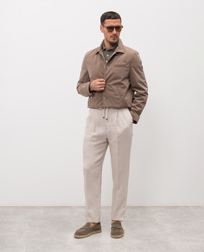 Brunello Cucinelli Бежевые брюки из льна M243DE1710