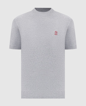 Brunello Cucinelli Серая футболка с эмблемой M29800104