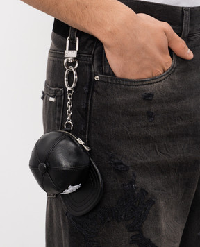 AMIRI Чорний шкіряний брелок у формі кепки AMHAOT1014m