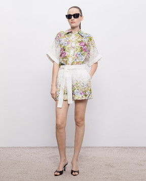 Christy Lynn Білі шорти Lola з льону в принт CLP26CF55