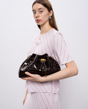 Jimmy Choo Бордова шкіряна лакована сумка-кісет Cinch з тисненням під шкіру крокодила BONBONBCKTEWCBH