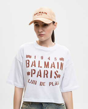 Balmain Бежевая кепка с вышивкой логотипа GF0XA015CB24
