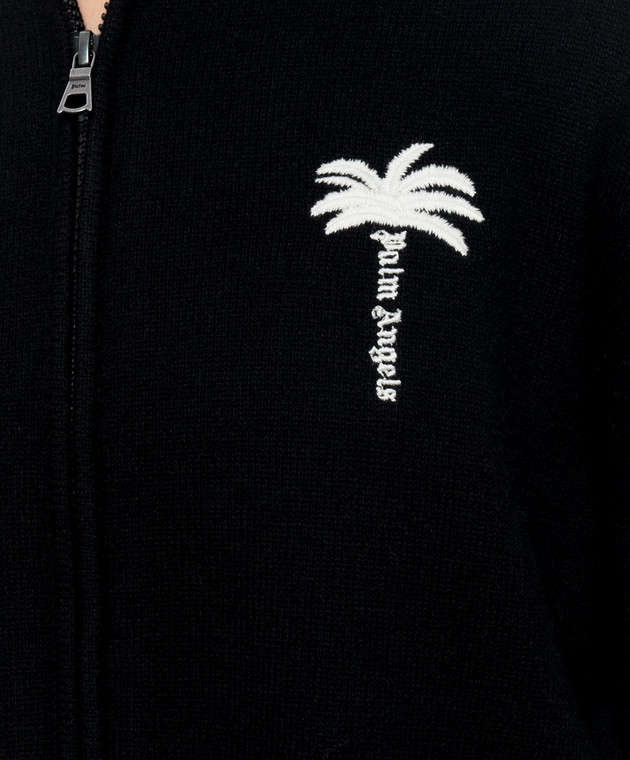 Palm Angels Черный кардиган из шерсти с вышивкой логотипа PAWHK001KN001 изображение 5