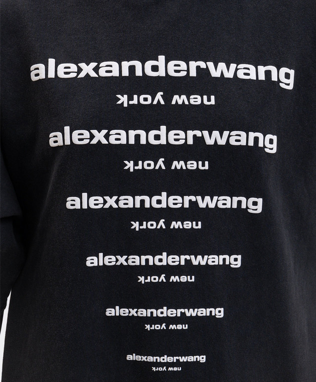 Alexander Wang Чорна футболка з контрастним логотипом UCC3261924w зображення 5