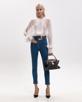 Balmain Белая блуза из шелка HF1HR156SB03