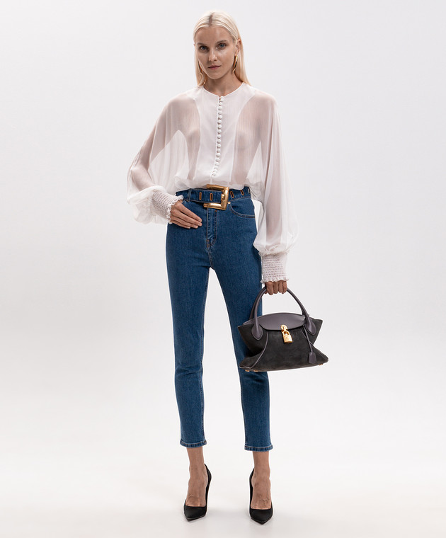 Balmain Белая блуза из шелка HF1HR156SB03 изображение 2