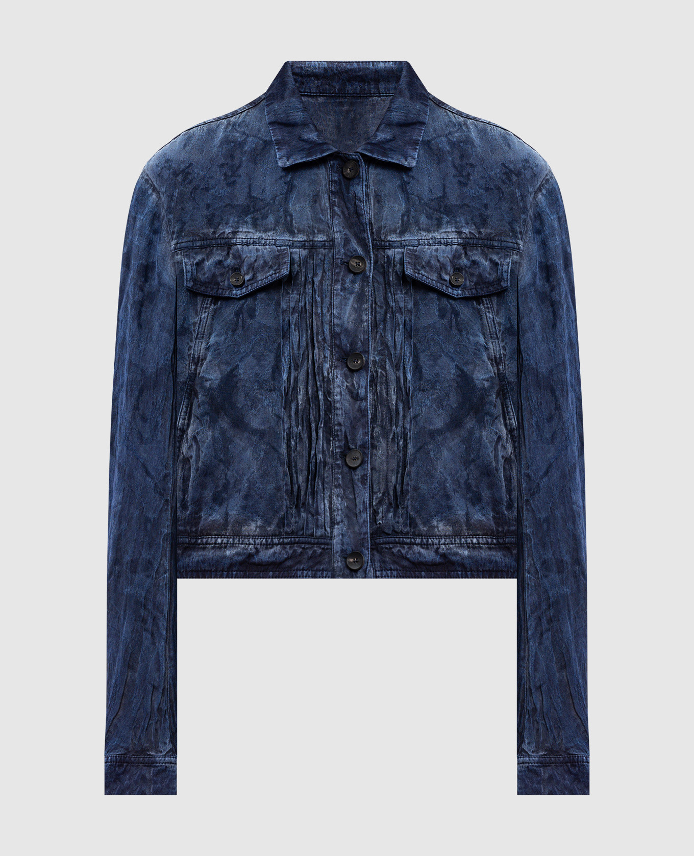 Синяя куртка с тканым узором