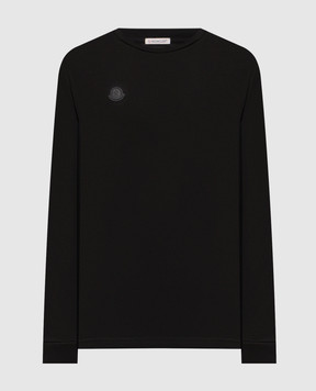 Moncler Чорний лонгслів з нашивкою логотипа K20918D0001789AYY