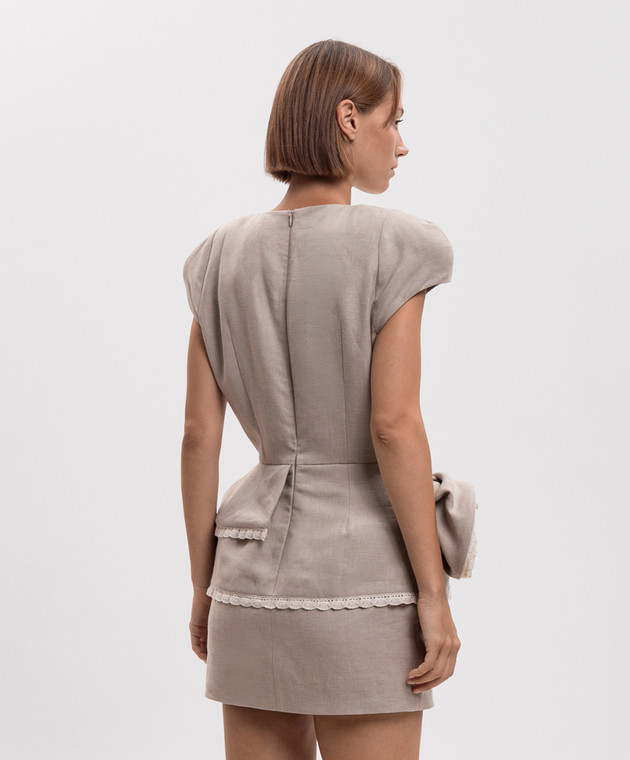 Magda Butrym Бежева сукня мін з льону з акцентними плечима DRESS52328726 зображення 4