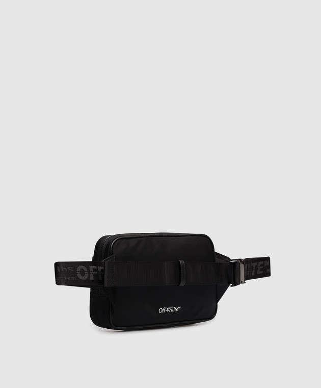 Off-White Черная поясная сумка с принтом эмблемы и логотип OMNT002S26FAB001 изображение 3
