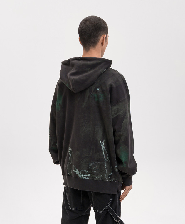 Off-White Худі кольору хакі в принт Dark Caravaggio 44MBB085S26F00D зображення 4