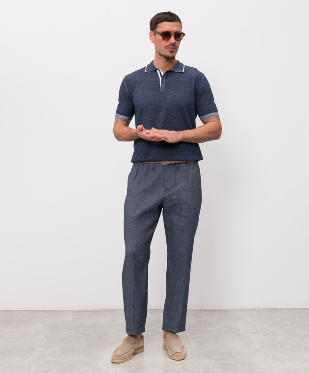 MooRER Синие брюки ADAMSON с льном ADAMSONFSW изображение 2