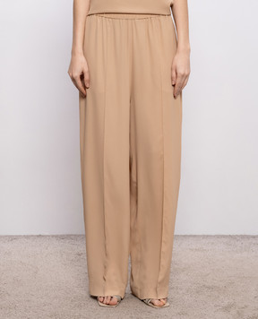 Fabiana Filippi Коричневі штани із шовком з ланцюжком моніль PAD276F336M187