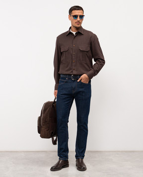 Stefano Ricci Коричнева сорочка з кишенями MC007953BN3029