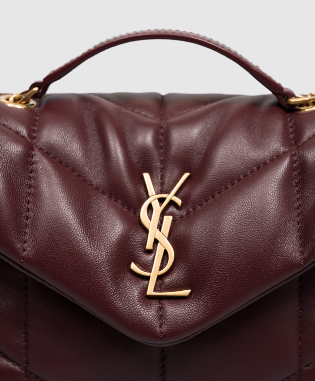 Saint Laurent Бордовая кожаная сумка кросс-боди Toy PUFFER 7593371EL07 изображение 4