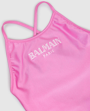 Balmain Дитячий рожевий купальник з вишивкою логотипа BYCA09Z00051214