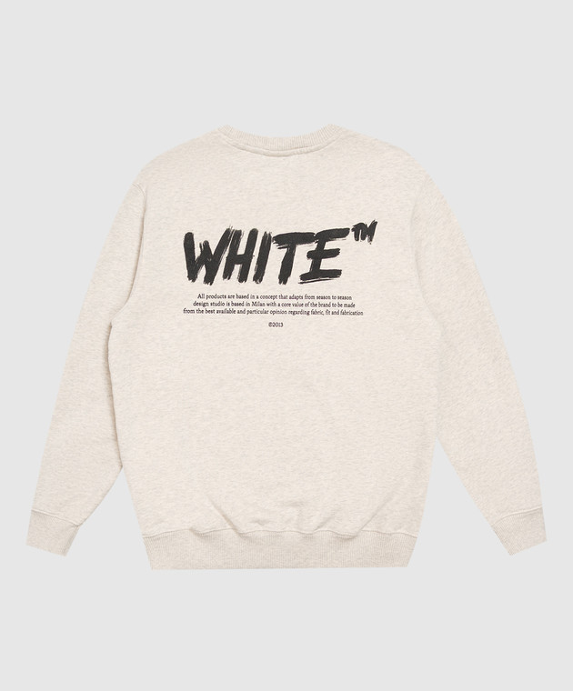 Off-White Дитячий бежевий меланжевий світшот з принтом логотипа 44BBA001F26F00A зображення 2