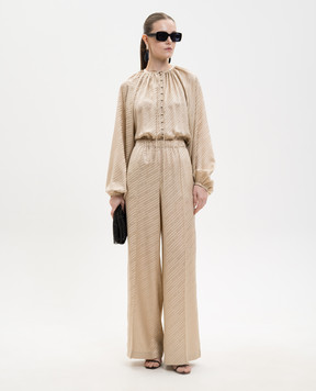 Jacob Lee Бежевый комбинезон из шелка в узор WSJ0102SS26SGJNLG