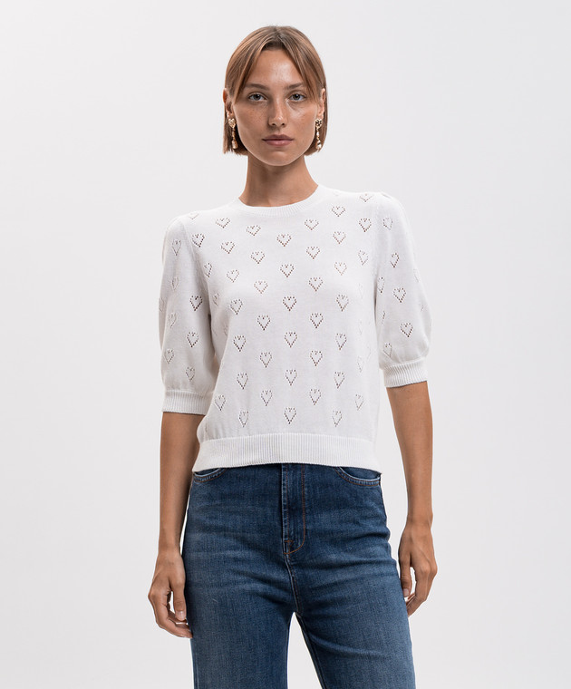 Twinset Белый топ с кашемиром 262TP3020 изображение 3