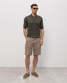 Enrico Mandelli Зеленое поло из шелка с нашивкой логотипа 3K065A5674