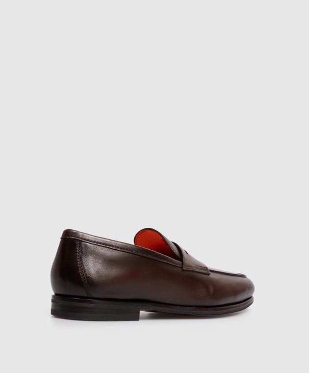 Santoni Кожаные лоферы коричневого цвета MCNG18837SI9GMEM изображение 3