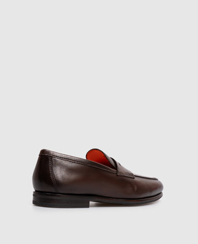 Santoni Кожаные лоферы коричневого цвета MCNG18837SI9GMEM