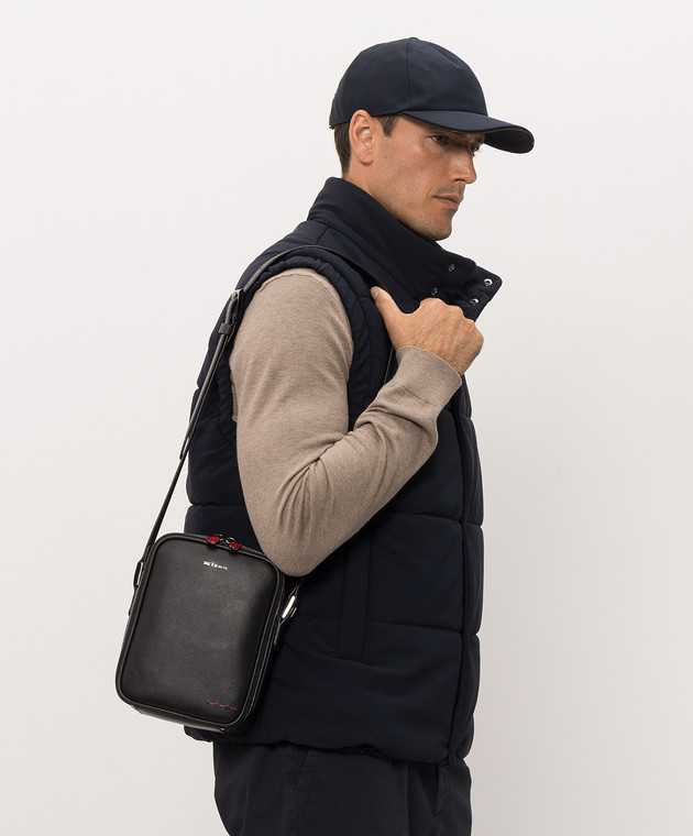Kiton Черная кожаная сумка с металлическим логотипом UBA0112N01269 изображение 2