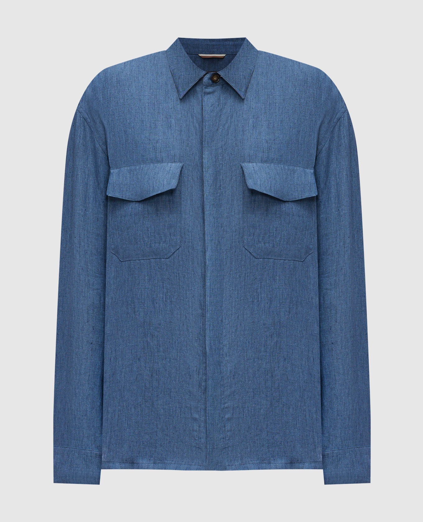 Синяя рубашка из льна