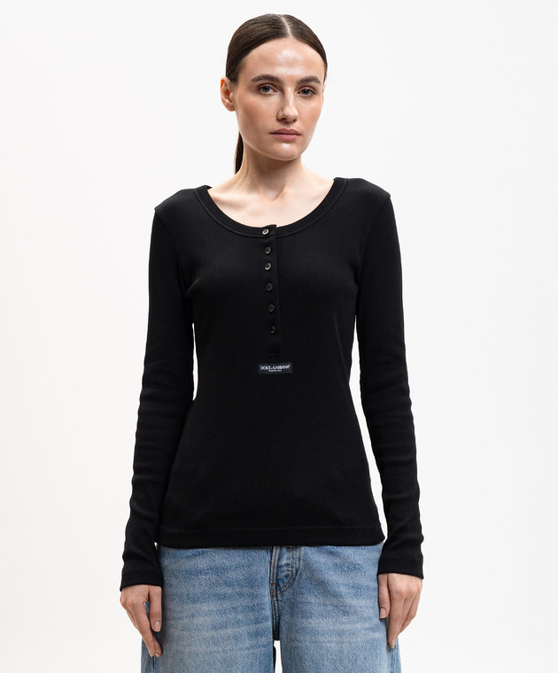Dolce&Gabbana Черный лонгслив в рубчик F8W44TFU7AV изображение 3