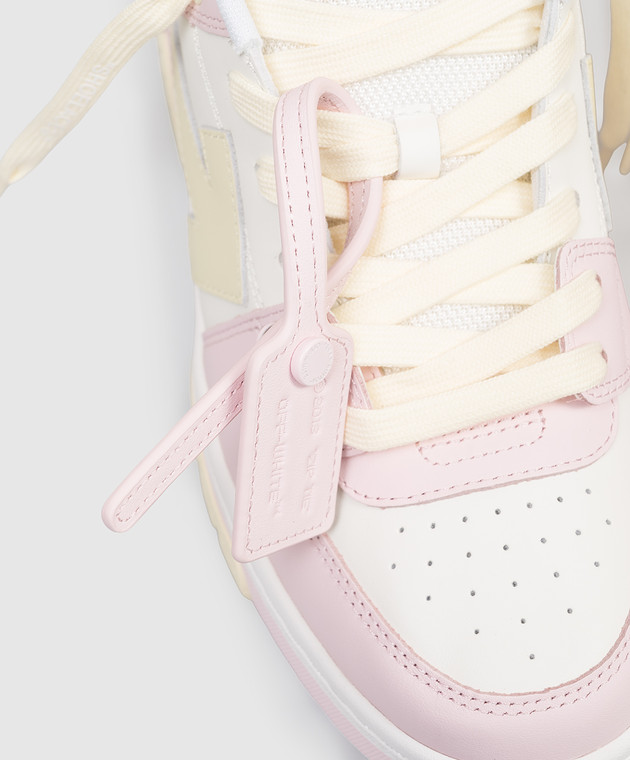 Off-White Дитячі рожеві шкіряні кросівки Out Of Office з логотипом OGIA007S26LEA001 зображення 5