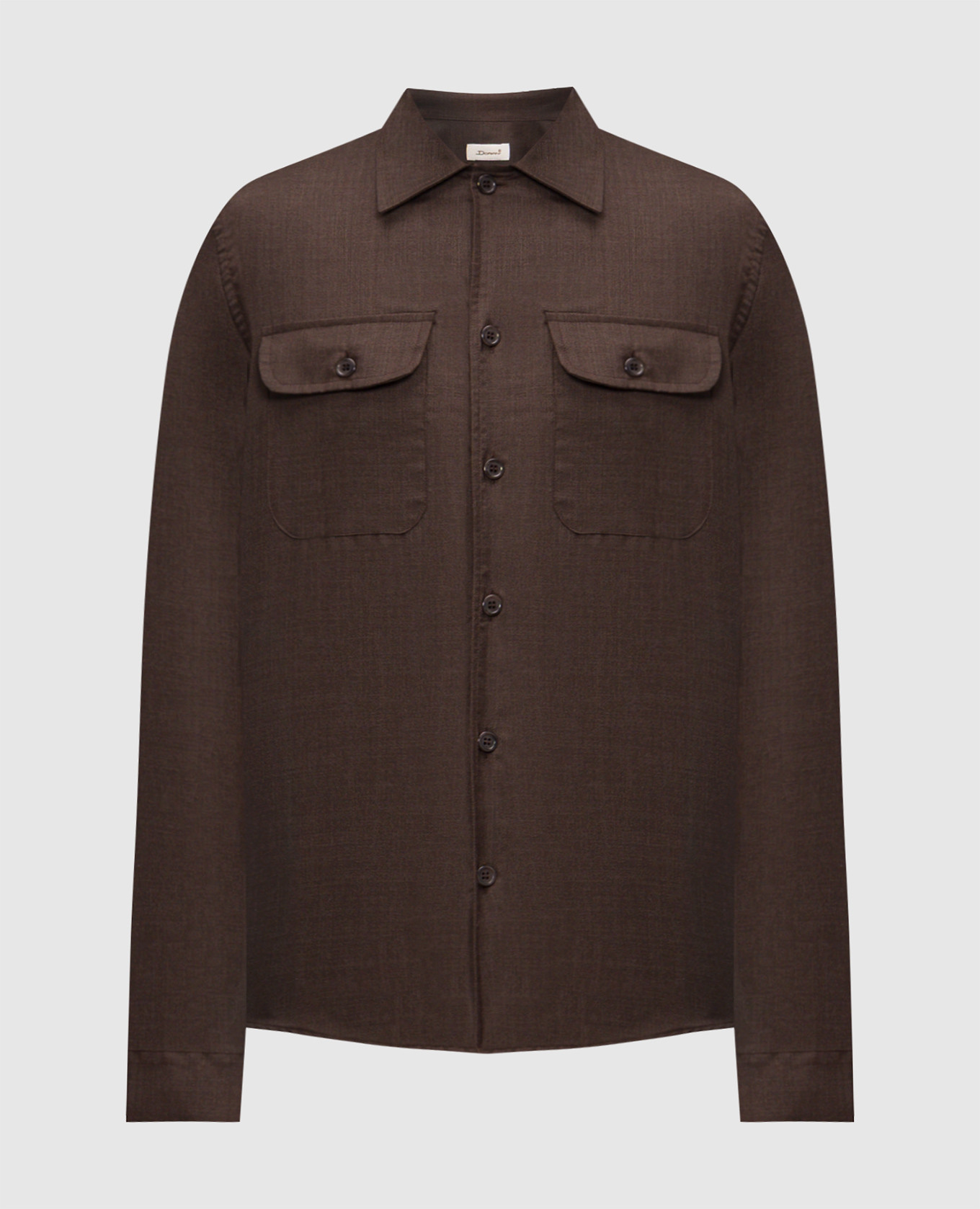 Коричневая рубашка из шерсти и шелка