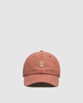 Brunello Cucinelli Теракотова кепка з вовною та шовком MR4999850