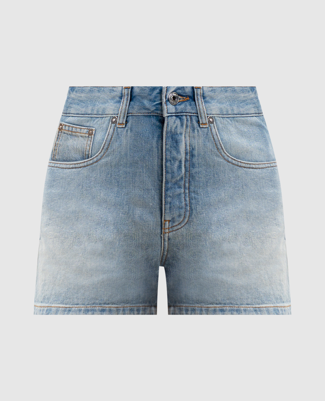 

Голубые джинсовые шорты с эффектом потертости, Голубой, Шорты