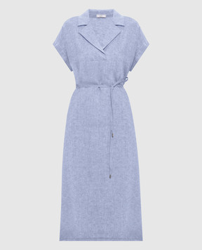 Peserico Голубое платье миди из льна S02412A02600