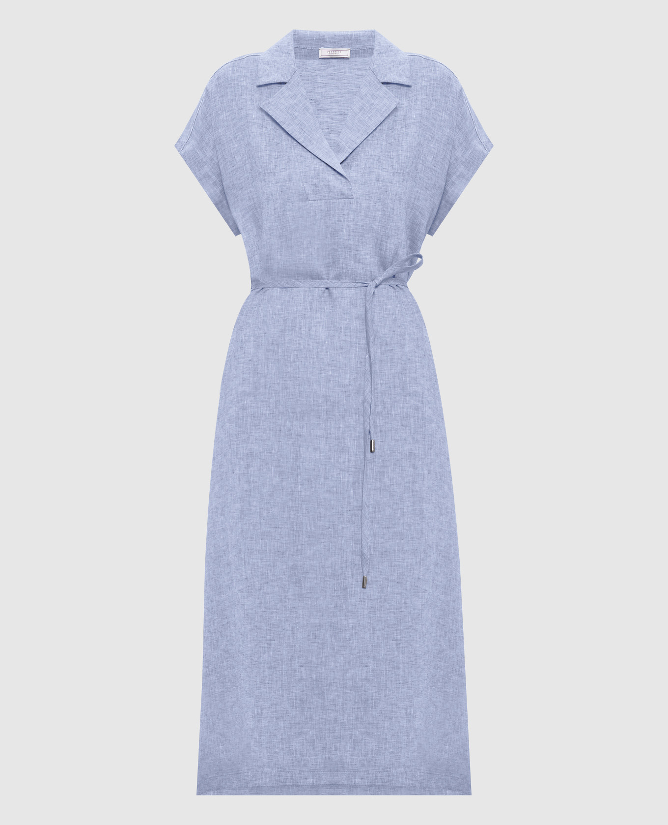 Голубое платье миди из льна