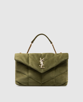Saint Laurent Зелена замшева сумка крос-боді Toy PUFFER 7593371U807