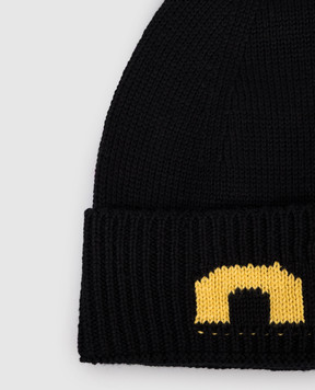 Off-White Дитяча чорна шапка з логотипом OBLC001F25KNI002