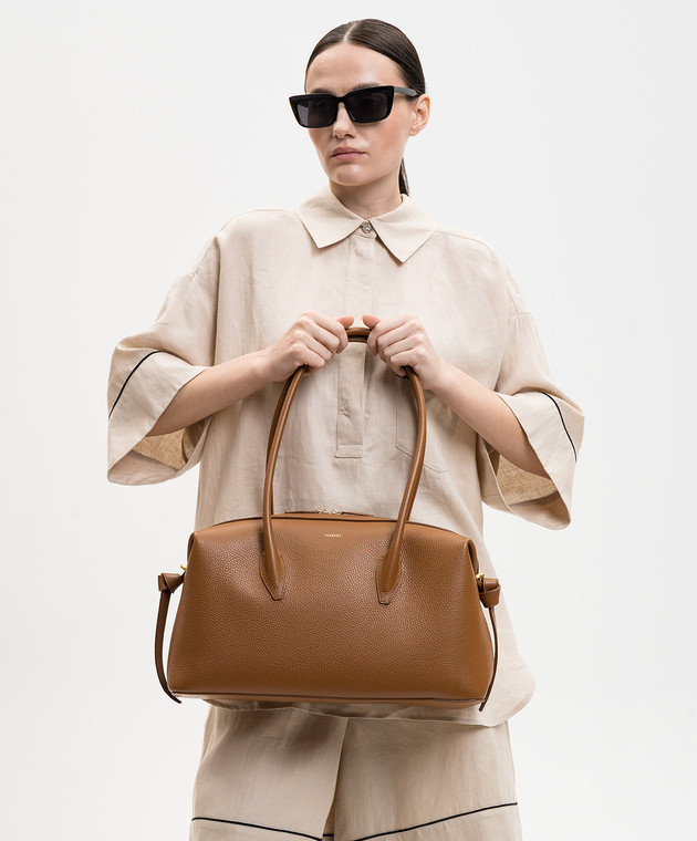 YUZEFI Коричнева шкіряна сумка BRIOCHE BRIOCHEDUFFLE зображення 2