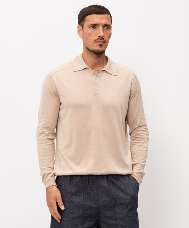Sease Бежевое поло с длинными рукавами KP048XG106 изображение 3