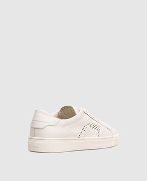Santoni Білі шкіряні кросівки з вишивкою WBGT61346PNNTWIR