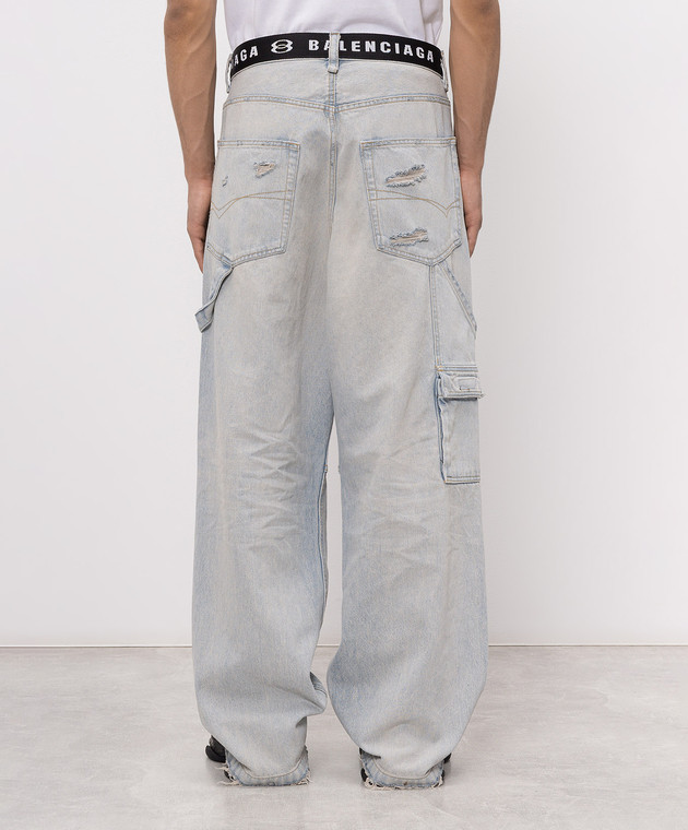 Balenciaga Голубые джинсы с эффектом потертости 868521TDW14 изображение 4