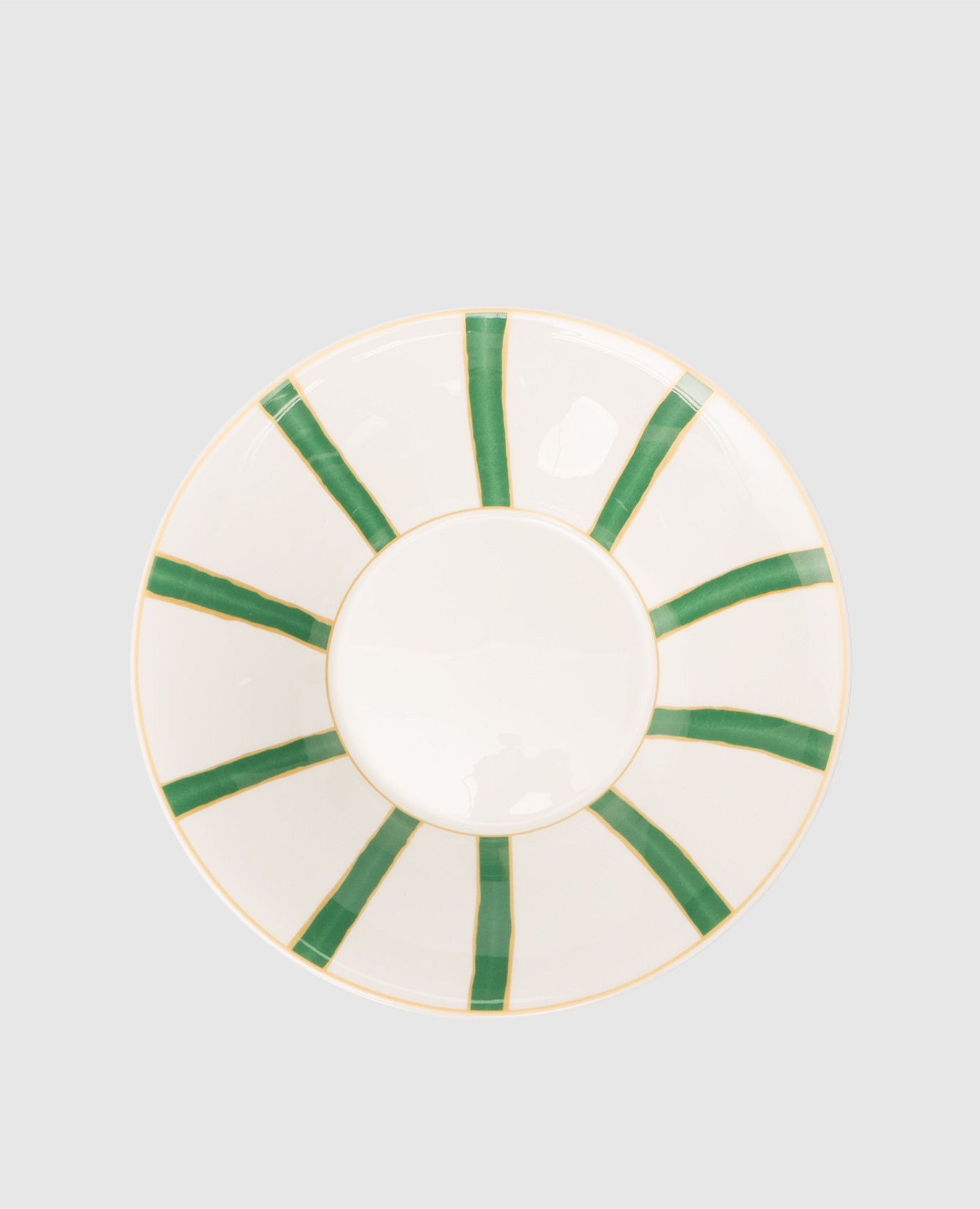Белая фарфоровая тарелка для супа Striche Verdi e Oro